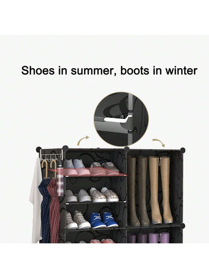 Tall Shoe Rack Multi Layer Shoe Cabinet Large Capacity Multifunction Vertical Shoe Rack Organizer For Doorway Entryway