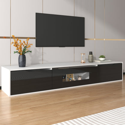 TV Cabinet, High-gloss TV Cabinet, Matching Colours In White And High-gloss Black, With Colour-changing LED Lights.only Front Cabinet Door High-gloss