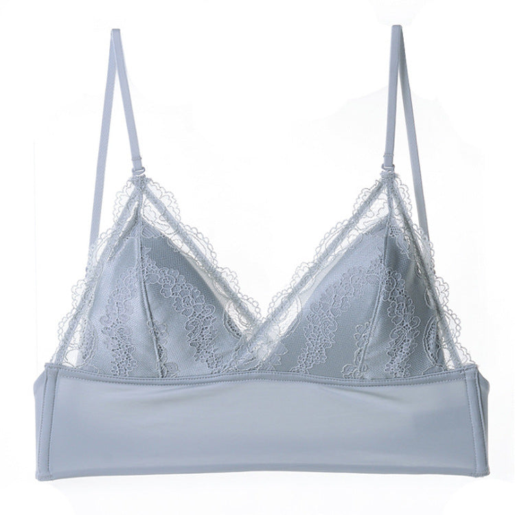 Women’s Lace Halter Bra – Wire free Low Back Seamless Bralette