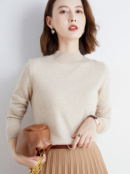 Women’s Wool Blend Turtleneck Knit Sweater – Loose Fit Office Jumper