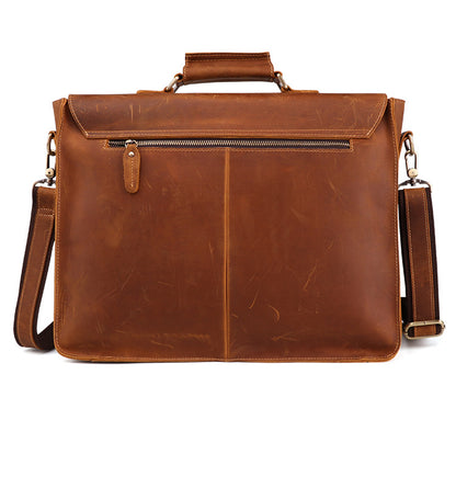 Genuine Leather Men’s Business Briefcase – Premium Cowhide Office Messenger Bag
