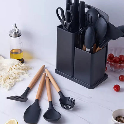 19pcs Set Non-Stick Silicone Kitchen Utensil Spatula Spoon Cooking Cookware Gift