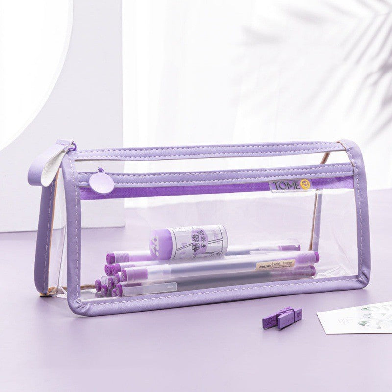 Office & School Supplies Transparent Double-Layer Pencil Case – Large Capacity Exam Stationery Bag