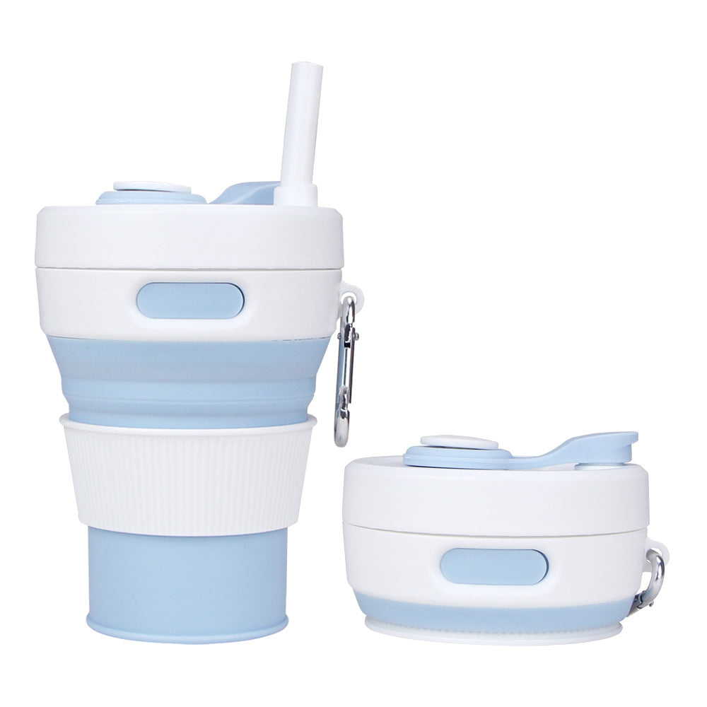 Silicone Folding Cups Portable Compression Cup With Straw
