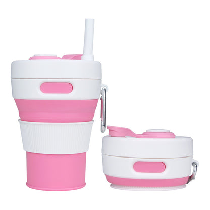 Silicone Folding Cups Portable Compression Cup With Straw