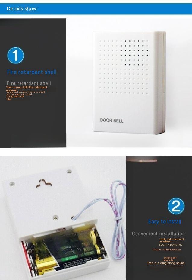 Wired Doorbell Dingdong Sound DC AC Power Home Hotel Door Intercom System