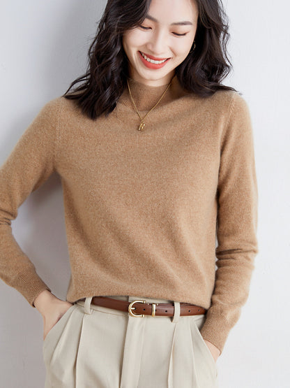 Women’s Wool Blend Turtleneck Knit Sweater – Loose Fit Office Jumper