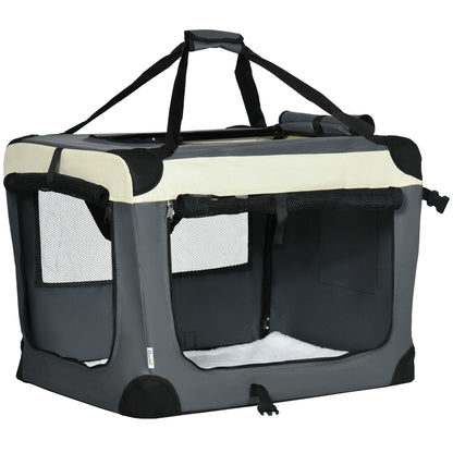 PawHut 70cm Foldable Pet Carrier, With Cushion, For Small Dogs And Cats - Grey
