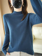 Women’s Wool Blend Half Turtleneck Jumper – Loose Fit Office Knit Sweater