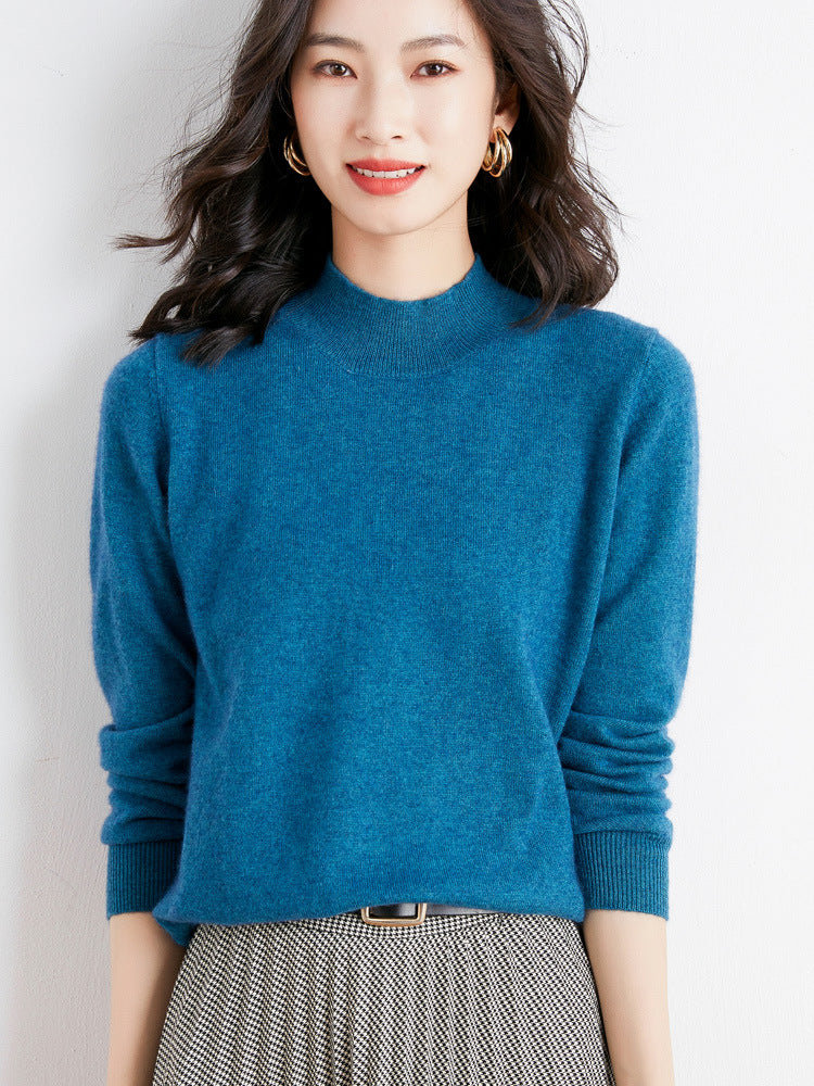 Women’s Wool Blend Turtleneck Knit Sweater – Loose Fit Office Jumper