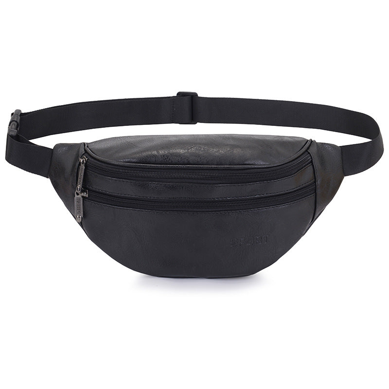 Retro PU Leather Crossbody Waist Bag for Men – Lightweight Everyday Sling Bag