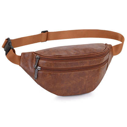 Retro PU Leather Crossbody Waist Bag for Men – Lightweight Everyday Sling Bag