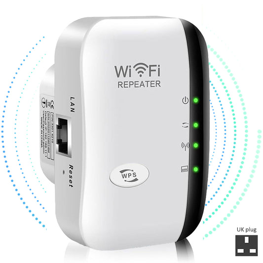 WiFi Extender Booster For Home, WiFi Signal Extender With Ethernet Port-Quick Setup, WiFi Range Repeater Booster Internet Amplifier UK Plug 300Mbps White