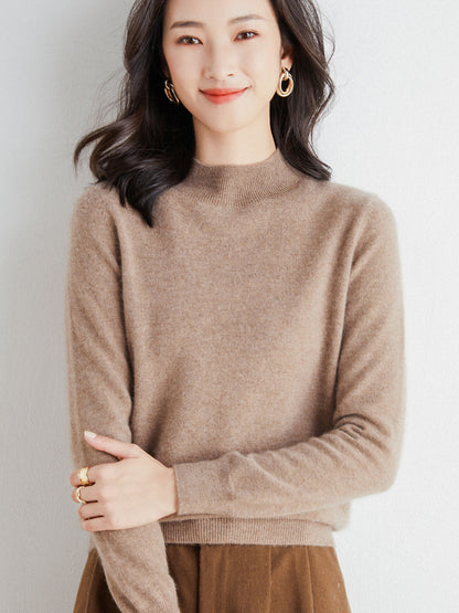 Women’s Wool Blend Turtleneck Knit Sweater – Loose Fit Office Jumper